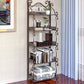 Contemporary Metal Book Shelf Folding Open Back Bookshelf Shelves Included 13.4"L x 8.3"W x 43.7"H Coffee Clearhalo 'Bookcases' 'furn' 'furn_bookcases' 'Furniture' 'Office Furniture' 6020288