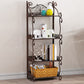 Contemporary Metal Book Shelf Folding Open Back Bookshelf Shelves Included 13.4"L x 8.3"W x 29.9"H Coffee Clearhalo 'Bookcases' 'furn' 'furn_bookcases' 'Furniture' 'Office Furniture' 6020292
