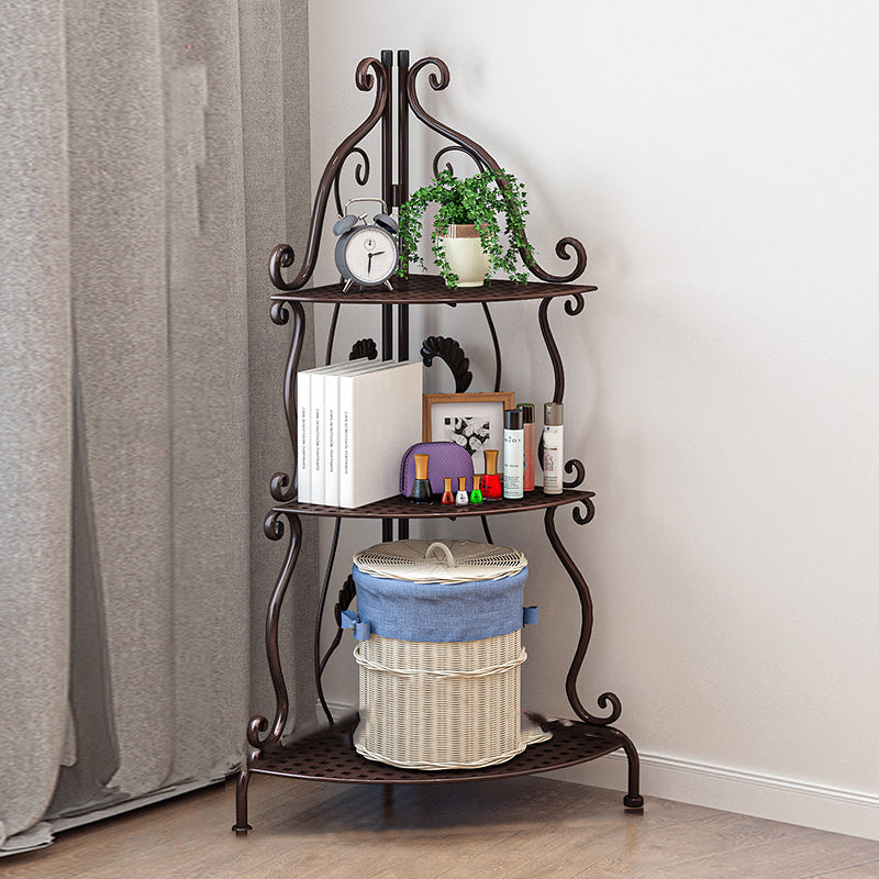 Contemporary Metal Book Shelf Folding Open Back Bookshelf Shelves Included 11.8"L x 11.8"W x 32.7"H Coffee Clearhalo 'Bookcases' 'furn' 'furn_bookcases' 'Furniture' 'Office Furniture' 6020293