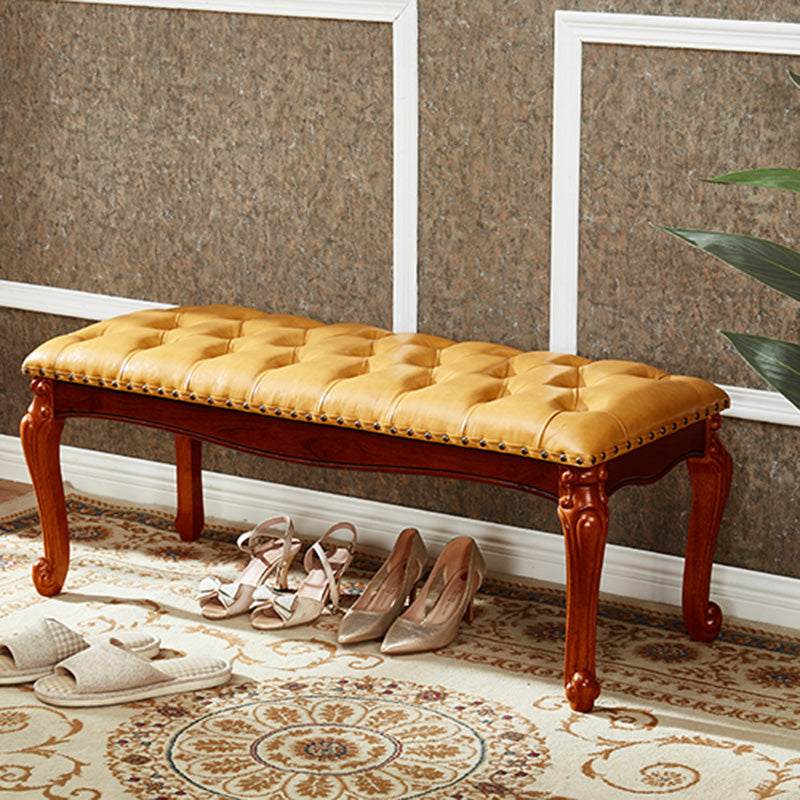 Rectangle 15.7" Wide Entryway Bench Traditional Upholstered Seating Bench with Nailheads Clearhalo 'Benches' 'Chairs & Seating' 'furn' 'furn_benches' 'Furniture' 'Living Room Furniture' 6020337
