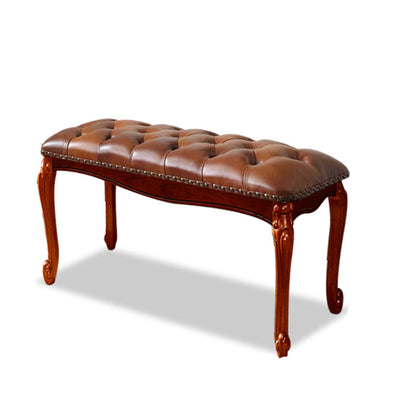 Rectangle 15.7" Wide Entryway Bench Traditional Upholstered Seating Bench with Nailheads 24"L x 16"W x 16"H Brown Clearhalo 'Benches' 'Chairs & Seating' 'furn' 'furn_benches' 'Furniture' 'Living Room Furniture' 6020339