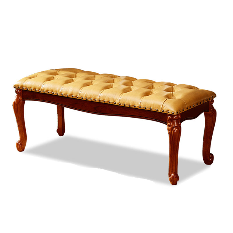 Rectangle 15.7" Wide Entryway Bench Traditional Upholstered Seating Bench with Nailheads 47"L x 16"W x 16"H Yellow Clearhalo 'Benches' 'Chairs & Seating' 'furn' 'furn_benches' 'Furniture' 'Living Room Furniture' 6020342