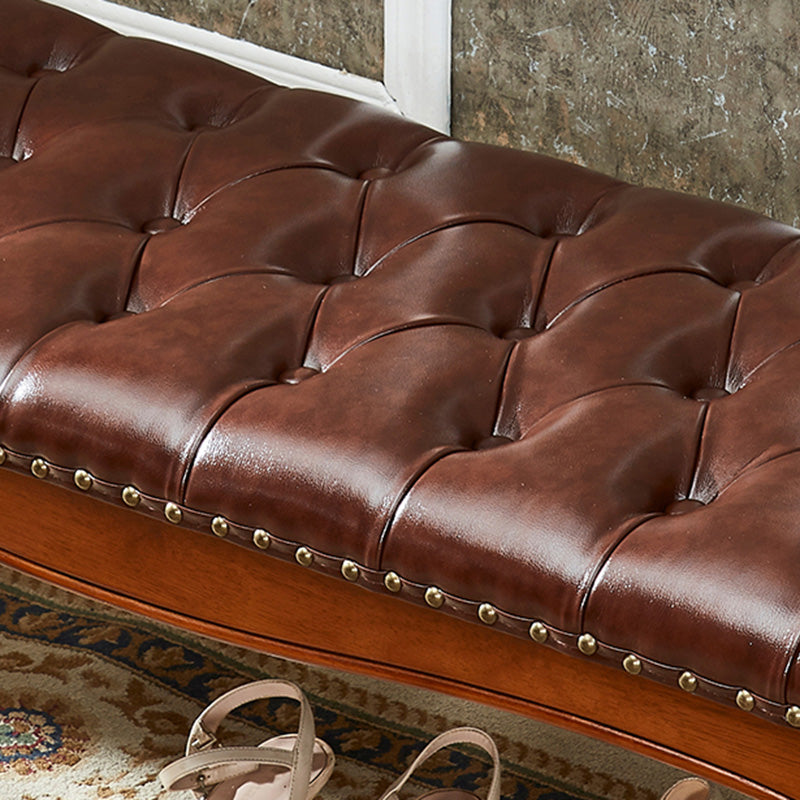 Rectangle 15.7" Wide Entryway Bench Traditional Upholstered Seating Bench with Nailheads Clearhalo 'Benches' 'Chairs & Seating' 'furn' 'furn_benches' 'Furniture' 'Living Room Furniture' 6020345
