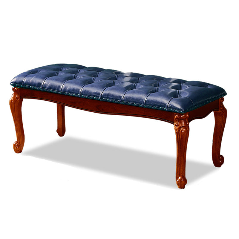 Rectangle 15.7" Wide Entryway Bench Traditional Upholstered Seating Bench with Nailheads 47"L x 16"W x 16"H Dark Blue Clearhalo 'Benches' 'Chairs & Seating' 'furn' 'furn_benches' 'Furniture' 'Living Room Furniture' 6020349