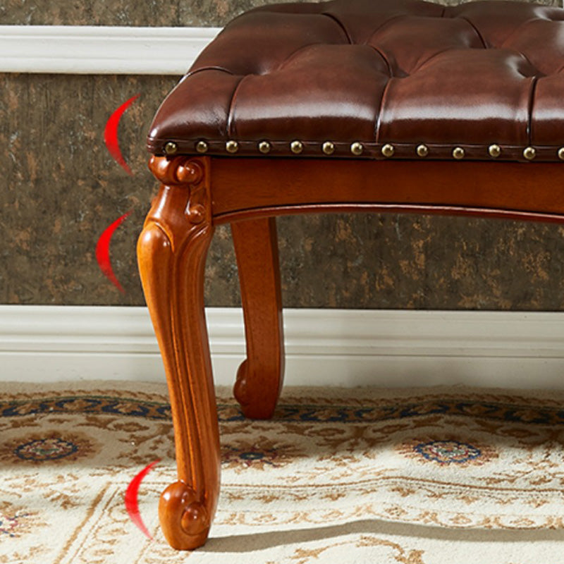 Rectangle 15.7" Wide Entryway Bench Traditional Upholstered Seating Bench with Nailheads Clearhalo 'Benches' 'Chairs & Seating' 'furn' 'furn_benches' 'Furniture' 'Living Room Furniture' 6020350