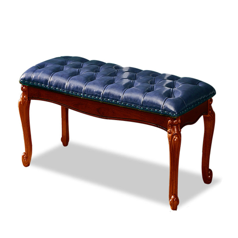 Rectangle 15.7" Wide Entryway Bench Traditional Upholstered Seating Bench with Nailheads 24"L x 16"W x 16"H Dark Blue Clearhalo 'Benches' 'Chairs & Seating' 'furn' 'furn_benches' 'Furniture' 'Living Room Furniture' 6020354