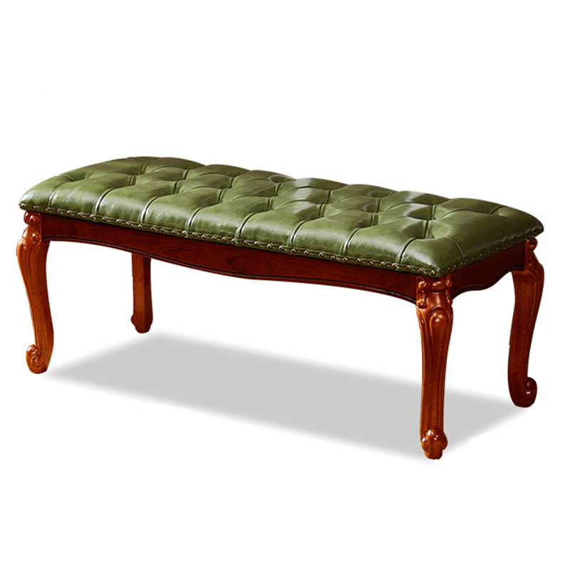 Rectangle 15.7" Wide Entryway Bench Traditional Upholstered Seating Bench with Nailheads 47"L x 16"W x 16"H Green Clearhalo 'Benches' 'Chairs & Seating' 'furn' 'furn_benches' 'Furniture' 'Living Room Furniture' 6020355