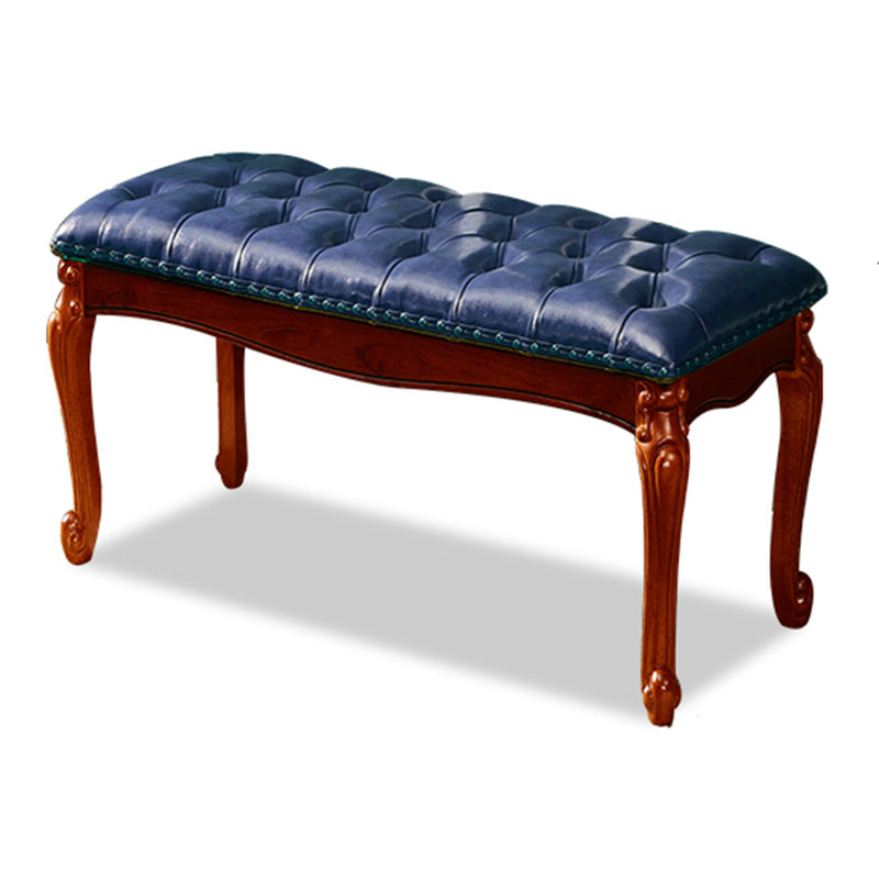 Rectangle 15.7" Wide Entryway Bench Traditional Upholstered Seating Bench with Nailheads 31.5"L x 16"W x 16"H Dark Blue Clearhalo 'Benches' 'Chairs & Seating' 'furn' 'furn_benches' 'Furniture' 'Living Room Furniture' 6020356
