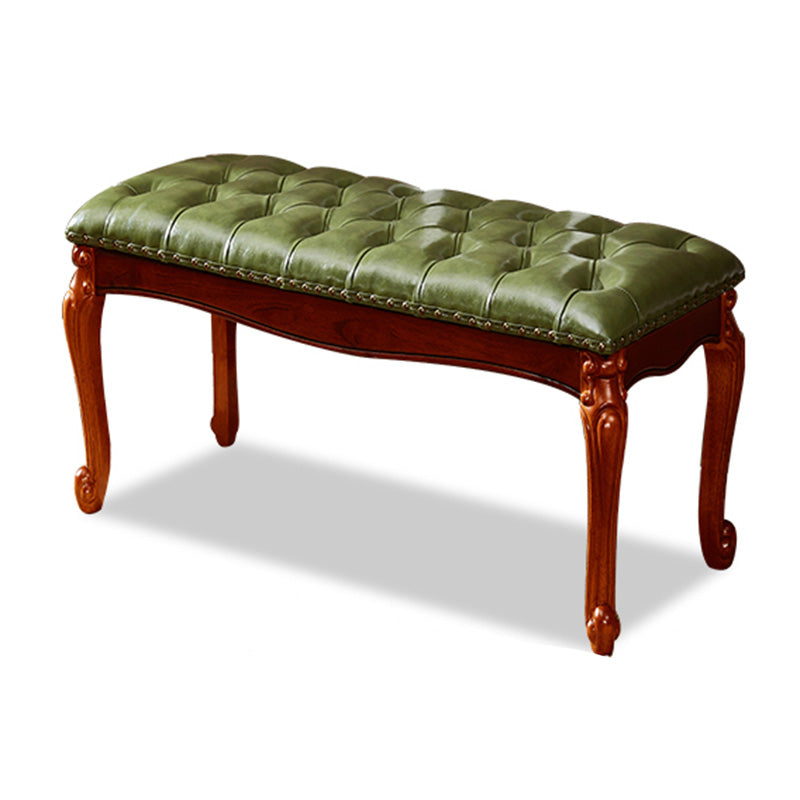 Rectangle 15.7" Wide Entryway Bench Traditional Upholstered Seating Bench with Nailheads 31.5"L x 16"W x 16"H Green Clearhalo 'Benches' 'Chairs & Seating' 'furn' 'furn_benches' 'Furniture' 'Living Room Furniture' 6020359