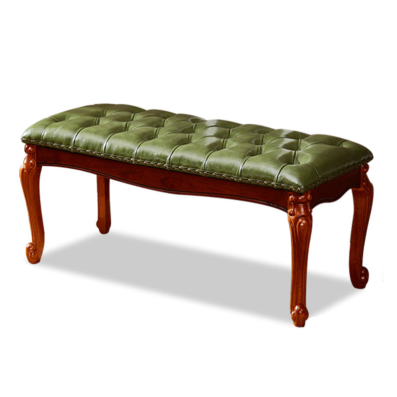 Rectangle 15.7" Wide Entryway Bench Traditional Upholstered Seating Bench with Nailheads 39.5"L x 16"W x 16"H Green Clearhalo 'Benches' 'Chairs & Seating' 'furn' 'furn_benches' 'Furniture' 'Living Room Furniture' 6020361