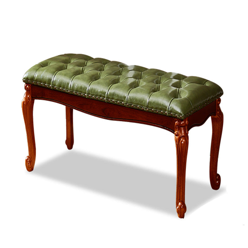 Rectangle 15.7" Wide Entryway Bench Traditional Upholstered Seating Bench with Nailheads 24"L x 16"W x 16"H Green Clearhalo 'Benches' 'Chairs & Seating' 'furn' 'furn_benches' 'Furniture' 'Living Room Furniture' 6020364