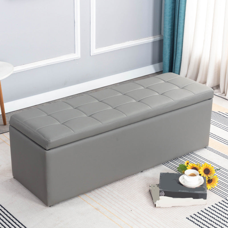 15.7" W Cushioned Bench Upholstered Mid-Century Modern Bench Grey Clearhalo 'Benches' 'Chairs & Seating' 'furn' 'furn_benches' 'Furniture' 'Living Room Furniture' 6020373