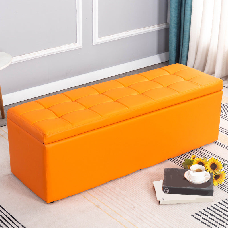 15.7" W Cushioned Bench Upholstered Mid-Century Modern Bench Orange Clearhalo 'Benches' 'Chairs & Seating' 'furn' 'furn_benches' 'Furniture' 'Living Room Furniture' 6020375