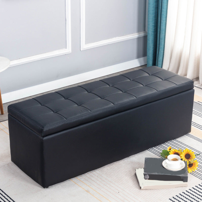 15.7" W Cushioned Bench Upholstered Mid-Century Modern Bench Black Clearhalo 'Benches' 'Chairs & Seating' 'furn' 'furn_benches' 'Furniture' 'Living Room Furniture' 6020376