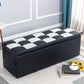15.7" W Cushioned Bench Upholstered Mid-Century Modern Bench Black-White Clearhalo 'Benches' 'Chairs & Seating' 'furn' 'furn_benches' 'Furniture' 'Living Room Furniture' 6020380