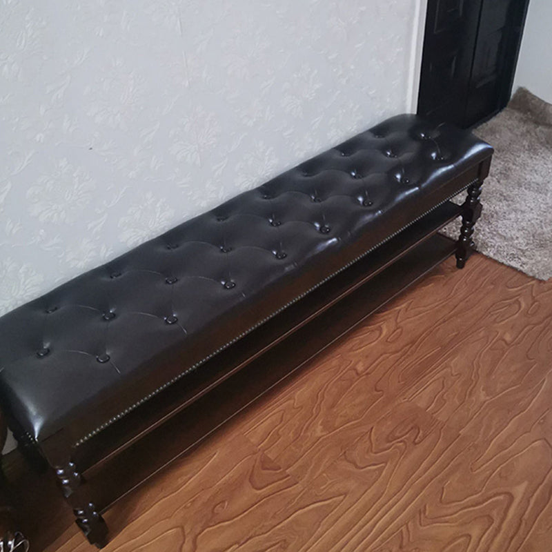 Rectangle 18.9"H Brown Entryway Bench Traditional Upholstered Seating Bench with Storage Clearhalo 'Benches' 'Chairs & Seating' 'furn' 'furn_benches' 'Furniture' 'Living Room Furniture' 6020403