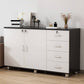 Nordic Style Cabinet Wood with Lock and Storage Lateral File Cabinet 47"L x 16"W x 31"H Black White 3 Clearhalo 'Filing Cabinets' 'filling_cabinets' 'furn' 'furn_filling_cabinets' 'Furniture' 'Office Furniture' 6020494
