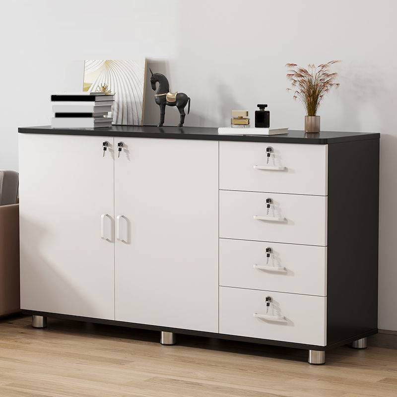 Nordic Style Cabinet Wood with Lock and Storage Lateral File Cabinet 47"L x 16"W x 31"H Black White 6 Clearhalo 'Filing Cabinets' 'filling_cabinets' 'furn' 'furn_filling_cabinets' 'Furniture' 'Office Furniture' 6020495