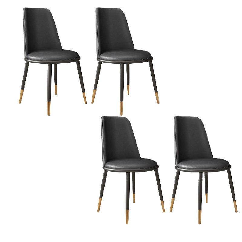 Nordic Dining Chair Armless Dining Chair with Metal Legs for Home Dark Gray 4 Piece Set Clearhalo 'Dining Chairs' 'Dining Tables & Seating' 'dining_chair' 'furn' 'furn_dining_chair' 'Furniture' 'Kitchen & Dining Furniture' 6021086