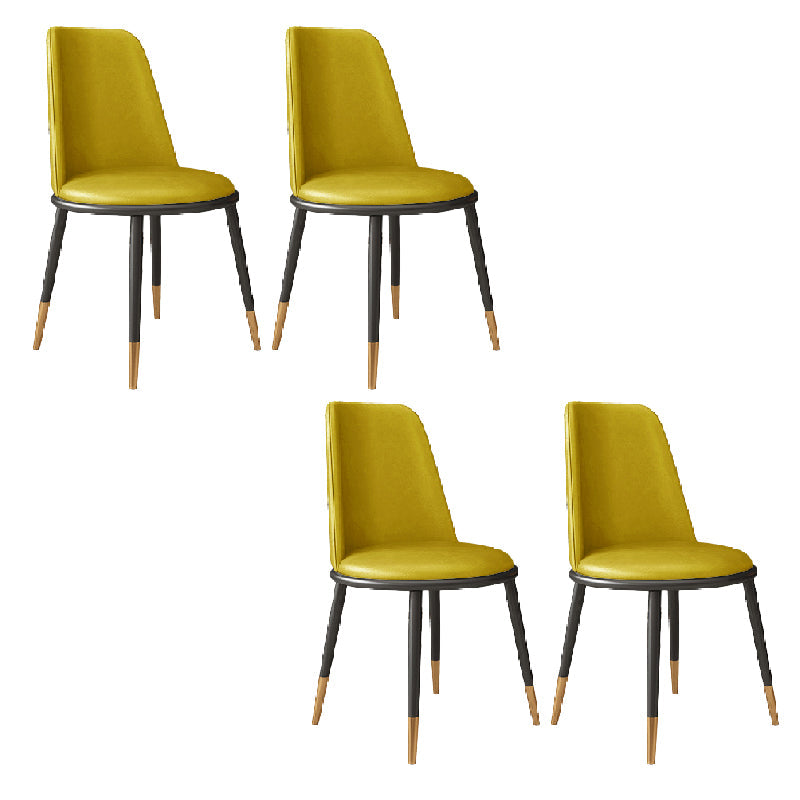 Nordic Dining Chair Armless Dining Chair with Metal Legs for Home Yellow 4 Piece Set Clearhalo 'Dining Chairs' 'Dining Tables & Seating' 'dining_chair' 'furn' 'furn_dining_chair' 'Furniture' 'Kitchen & Dining Furniture' 6021088