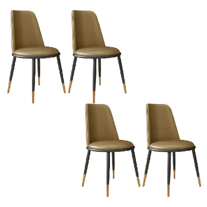 Nordic Dining Chair Armless Dining Chair with Metal Legs for Home Khaki 4 Piece Set Clearhalo 'Dining Chairs' 'Dining Tables & Seating' 'dining_chair' 'furn' 'furn_dining_chair' 'Furniture' 'Kitchen & Dining Furniture' 6021092