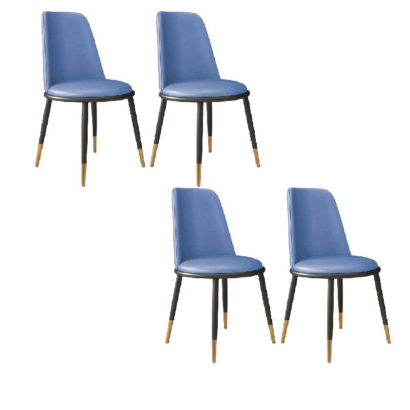 Nordic Dining Chair Armless Dining Chair with Metal Legs for Home Blue 4 Piece Set Clearhalo 'Dining Chairs' 'Dining Tables & Seating' 'dining_chair' 'furn' 'furn_dining_chair' 'Furniture' 'Kitchen & Dining Furniture' 6021094