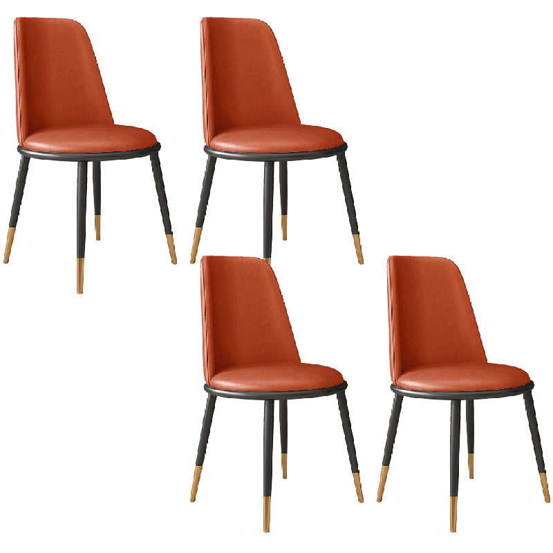 Nordic Dining Chair Armless Dining Chair with Metal Legs for Home Orange 4 Piece Set Clearhalo 'Dining Chairs' 'Dining Tables & Seating' 'dining_chair' 'furn' 'furn_dining_chair' 'Furniture' 'Kitchen & Dining Furniture' 6021095