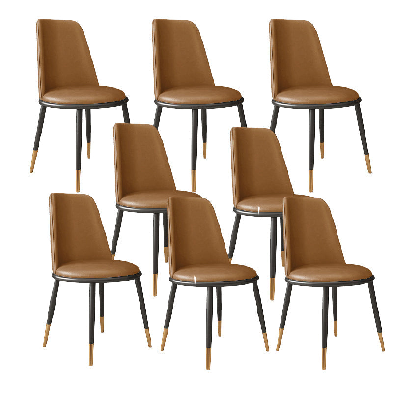 Nordic Dining Chair Armless Dining Chair with Metal Legs for Home Brown 8 Piece Set Clearhalo 'Dining Chairs' 'Dining Tables & Seating' 'dining_chair' 'furn' 'furn_dining_chair' 'Furniture' 'Kitchen & Dining Furniture' 6021098