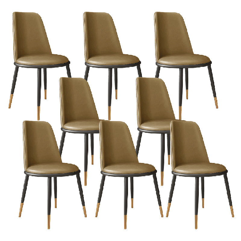 Nordic Dining Chair Armless Dining Chair with Metal Legs for Home Khaki 8 Piece Set Clearhalo 'Dining Chairs' 'Dining Tables & Seating' 'dining_chair' 'furn' 'furn_dining_chair' 'Furniture' 'Kitchen & Dining Furniture' 6021099