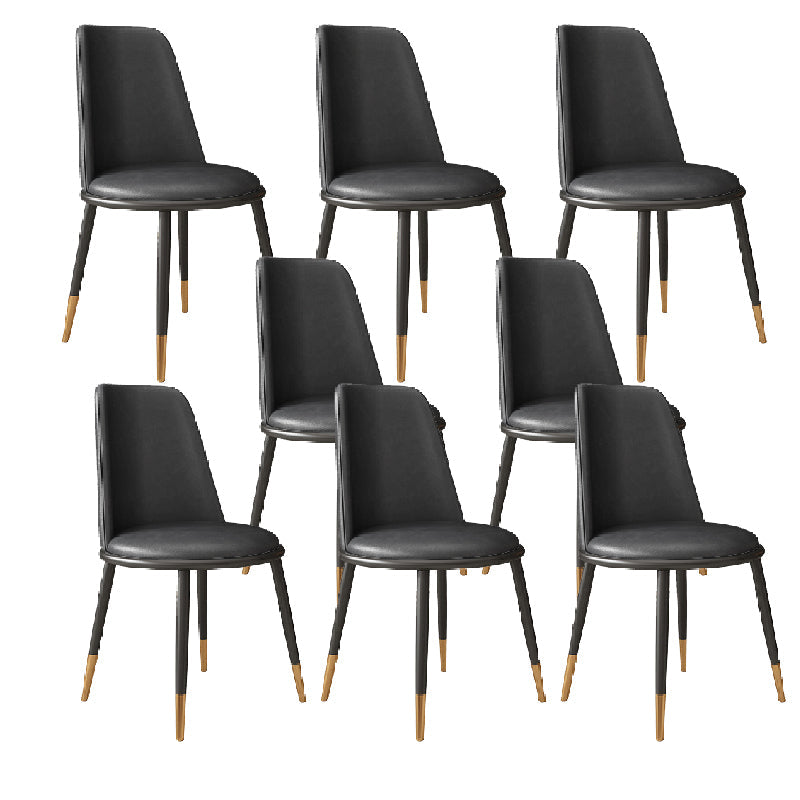 Nordic Dining Chair Armless Dining Chair with Metal Legs for Home Dark Gray 8 Piece Set Clearhalo 'Dining Chairs' 'Dining Tables & Seating' 'dining_chair' 'furn' 'furn_dining_chair' 'Furniture' 'Kitchen & Dining Furniture' 6021100