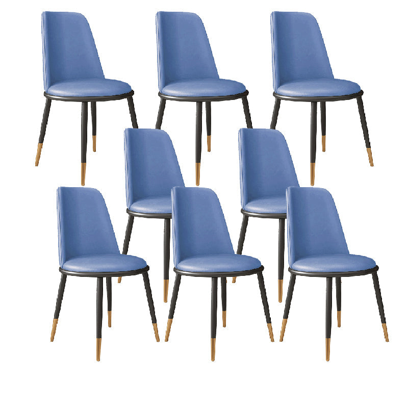 Nordic Dining Chair Armless Dining Chair with Metal Legs for Home Blue 8 Piece Set Clearhalo 'Dining Chairs' 'Dining Tables & Seating' 'dining_chair' 'furn' 'furn_dining_chair' 'Furniture' 'Kitchen & Dining Furniture' 6021101