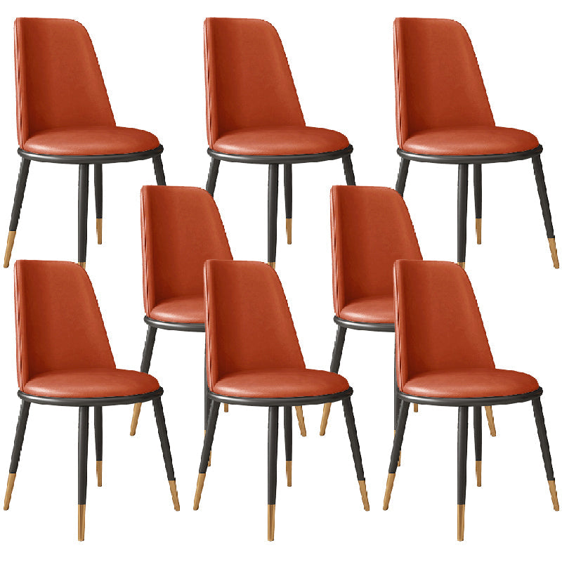 Nordic Dining Chair Armless Dining Chair with Metal Legs for Home Orange 8 Piece Set Clearhalo 'Dining Chairs' 'Dining Tables & Seating' 'dining_chair' 'furn' 'furn_dining_chair' 'Furniture' 'Kitchen & Dining Furniture' 6021102