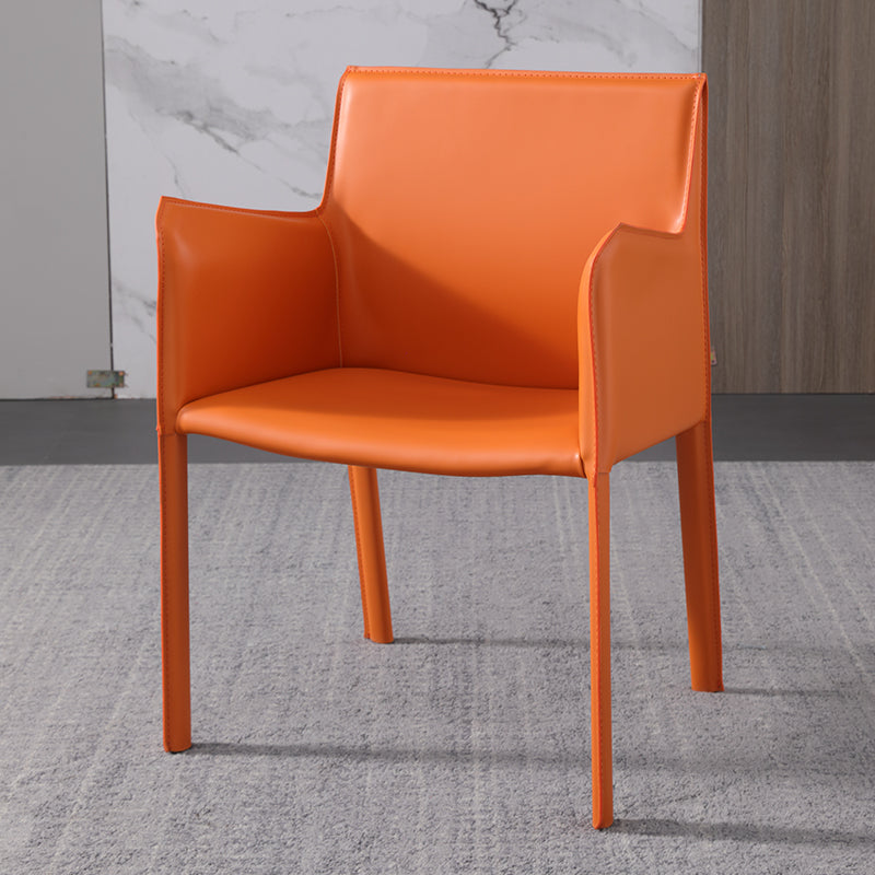 Metal Modern Home Side Chair with Leather Legs Matte Finish Dining Chair for Kitchen