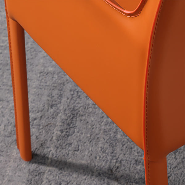 Metal Modern Home Side Chair with Leather Legs Matte Finish Dining Chair for Kitchen