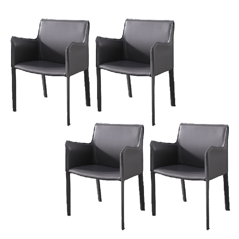Metal Modern Home Side Chair with Leather Legs Matte Finish Dining Chair for Kitchen
