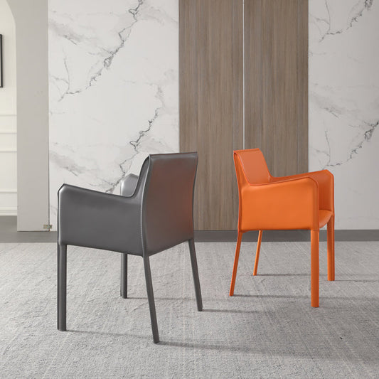 Metal Modern Side silla lateral con patas de cuero Silla de comedor de acabado mate para cocina