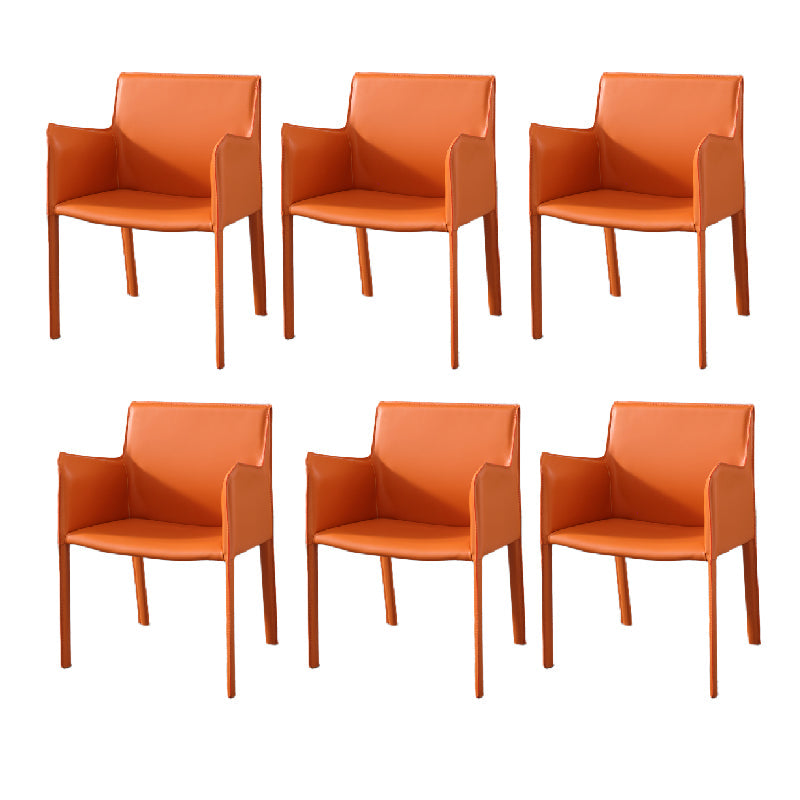 Metal Modern Home Side Chair with Leather Legs Matte Finish Dining Chair for Kitchen