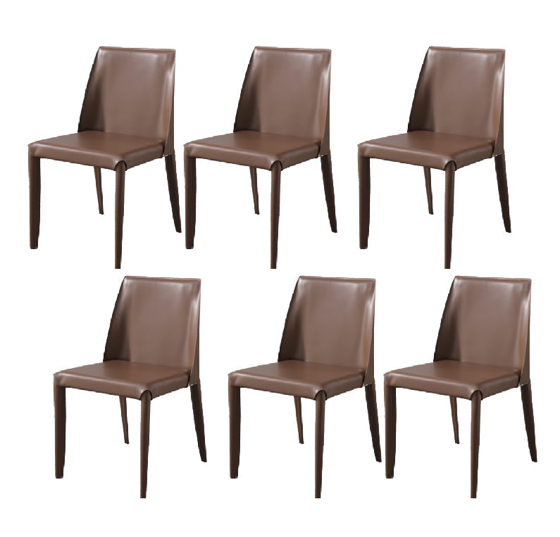 Metal Modern Home Side Chair with Leather Legs Matte Finish Dining Chair for Kitchen