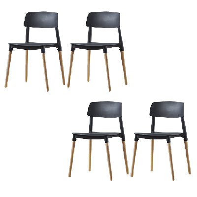 Contemporary Style Dining Chair Armless Dining Chairs with Wooden Legs for Kitchen