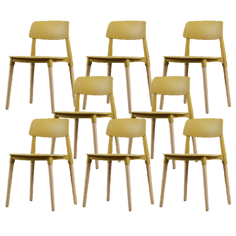 Contemporary Style Dining Chair Armless Dining Chairs with Wooden Legs for Kitchen