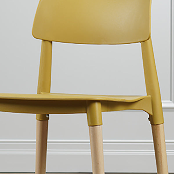 Contemporary Style Dining Chair Armless Dining Chairs with Wooden Legs for Kitchen
