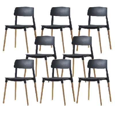 Contemporary Style Dining Chair Armless Dining Chairs with Wooden Legs for Kitchen