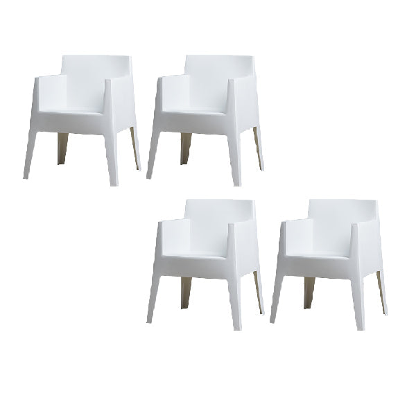 Contemporary Style Dining Chairs Arm Dining Chairs with Plastic Legs for Kitchen White 4 Piece Set Clearhalo 'Dining Chairs' 'Dining Tables & Seating' 'dining_chair' 'furn' 'furn_dining_chair' 'Furniture' 'Kitchen & Dining Furniture' 6021244