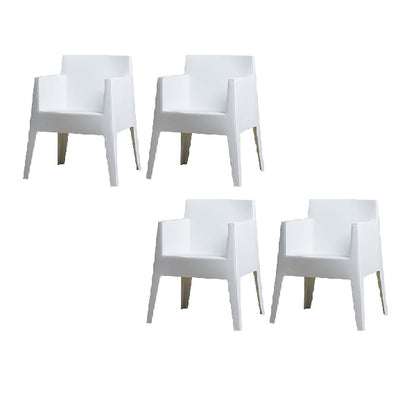 Contemporary Style Dining Chairs Arm Dining Chairs with Plastic Legs for Kitchen White 4 Piece Set Clearhalo 'Dining Chairs' 'Dining Tables & Seating' 'dining_chair' 'furn' 'furn_dining_chair' 'Furniture' 'Kitchen & Dining Furniture' 6021244