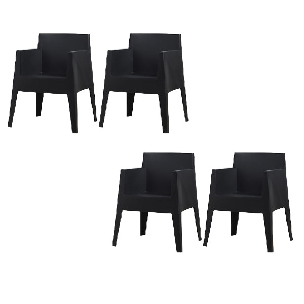 Contemporary Style Dining Chairs Arm Dining Chairs with Plastic Legs for Kitchen Black 4 Piece Set Clearhalo 'Dining Chairs' 'Dining Tables & Seating' 'dining_chair' 'furn' 'furn_dining_chair' 'Furniture' 'Kitchen & Dining Furniture' 6021247