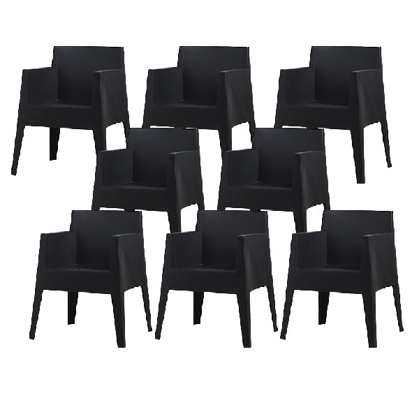 Contemporary Style Dining Chairs Arm Dining Chairs with Plastic Legs for Kitchen Black 8 Piece Set Clearhalo 'Dining Chairs' 'Dining Tables & Seating' 'dining_chair' 'furn' 'furn_dining_chair' 'Furniture' 'Kitchen & Dining Furniture' 6021253