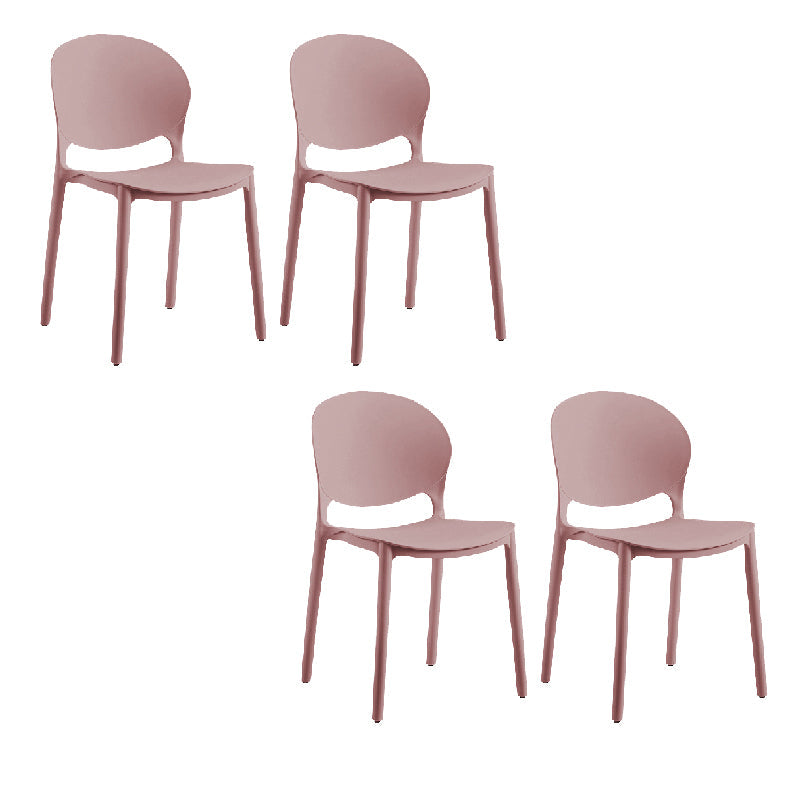 Contemporary Style Dining Chairs Armless Dining Chairs with Plastic Legs for Kitchen Pinkish Red 4 Piece Set Clearhalo 'Dining Chairs' 'Dining Tables & Seating' 'dining_chair' 'furn' 'furn_dining_chair' 'Furniture' 'Kitchen & Dining Furniture' 6021262