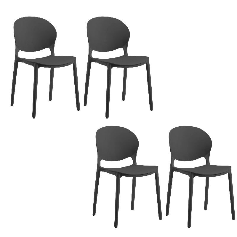 Contemporary Style Dining Chairs Armless Dining Chairs with Plastic Legs for Kitchen Black 4 Piece Set Clearhalo 'Dining Chairs' 'Dining Tables & Seating' 'dining_chair' 'furn' 'furn_dining_chair' 'Furniture' 'Kitchen & Dining Furniture' 6021265