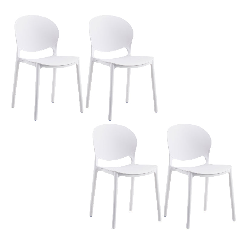 Contemporary Style Dining Chairs Armless Dining Chairs with Plastic Legs for Kitchen White 4 Piece Set Clearhalo 'Dining Chairs' 'Dining Tables & Seating' 'dining_chair' 'furn' 'furn_dining_chair' 'Furniture' 'Kitchen & Dining Furniture' 6021269