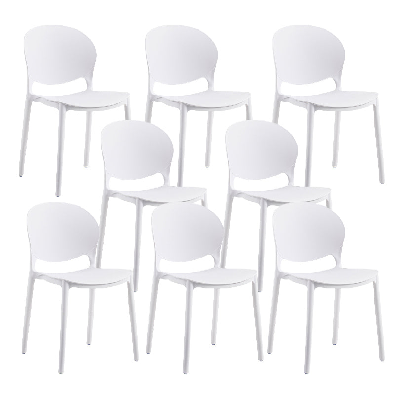 Contemporary Style Dining Chairs Armless Dining Chairs with Plastic Legs for Kitchen White 8 Piece Set Clearhalo 'Dining Chairs' 'Dining Tables & Seating' 'dining_chair' 'furn' 'furn_dining_chair' 'Furniture' 'Kitchen & Dining Furniture' 6021272